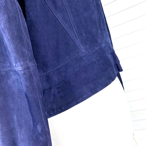 🚫SOLD!NWT🤩|•WHITE HOUSE BLACK MARKET•| Navy Suede Moto Jacket* - Picture 8 of 16